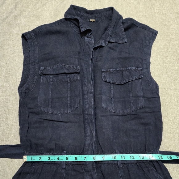 YOUNG FABULOUS & BROKE Cuba Jumpsuit Linen Blend Navy Sleeveless Wide-Leg Small - Picture 11 of 13